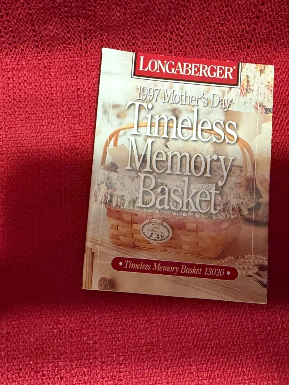 Longaberger 1997 Mother's Day Timeless Treasures Basket, 2 protectors + Liner